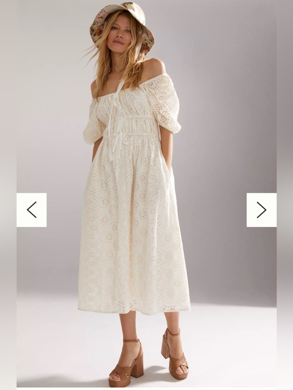 En Saison Puff Sleeve Midi Dress - Picture 2 of 6